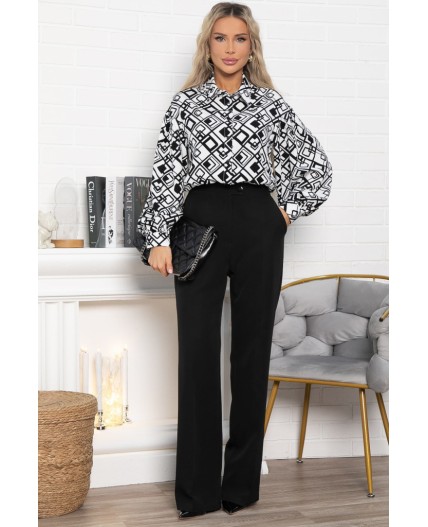 Блуза хлопковая Танец линий (черно-белая) Б14856-14М