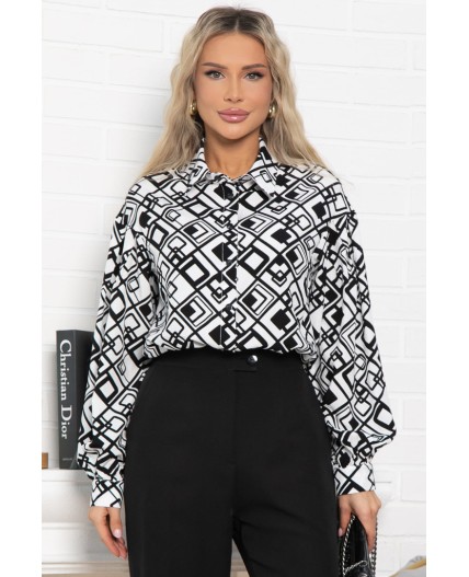 Блуза хлопковая Танец линий (черно-белая) Б14856-14М