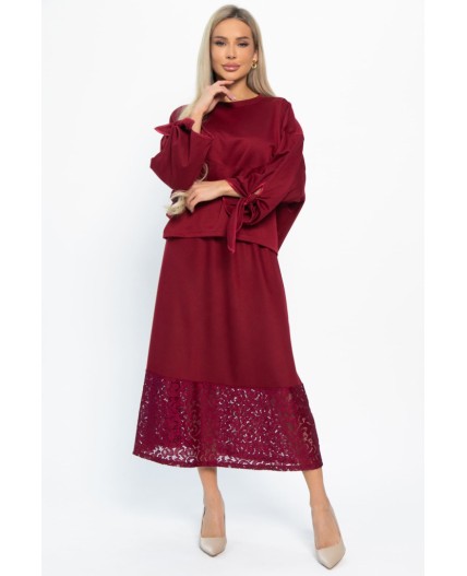 Юбка с кружевом Элегия (бордо) Ю14912-10М