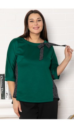Блуза Федерика (изумрудно-черная) Б15001-18М