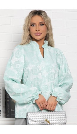 Блуза Доменика (бело-мятная) Б15017-18М