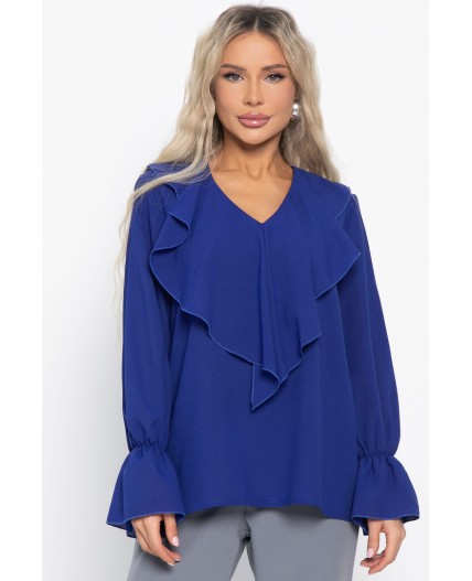 Блуза шифоновая Вэнси (синяя) Б15023-8М