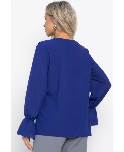 Блуза шифоновая Вэнси (синяя) Б15023-8М