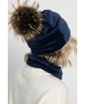 Комплект шапка с помпоном и снуд (синий) ШПС22-23М