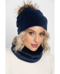 Комплект шапка с помпоном и снуд (синий) ШПС22-23М