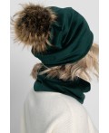 Комплект шапка с помпоном и снуд (зеленый) ШПС20-23М