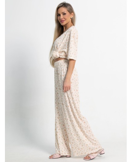 Костюм домашний с брюками Мона (бежево-розовый) К15211-1М
