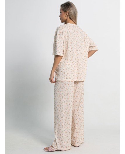 Костюм домашний с брюками Мона (бежево-розовый) К15211-1М