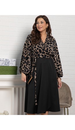Платье Клеопатра (черное/лео) П15226-13М