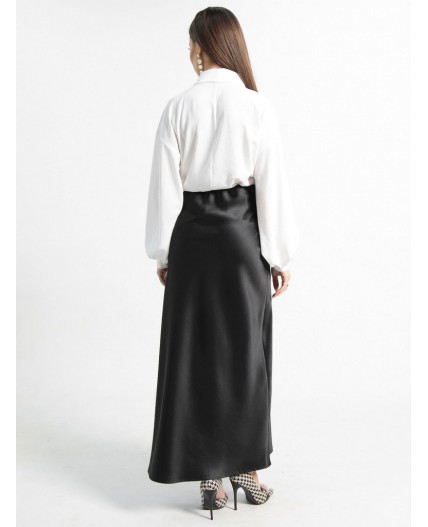 Юбка атласная Эвелин (черная) Ю15258-25М