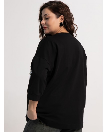 Блуза Цветочная рапсодия (черная) Б15311-18М