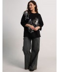 Блуза Цветочная рапсодия (черная) Б15311-18М
