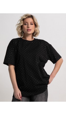 Футболка Ия (черная/стразы) Б15236-4М
