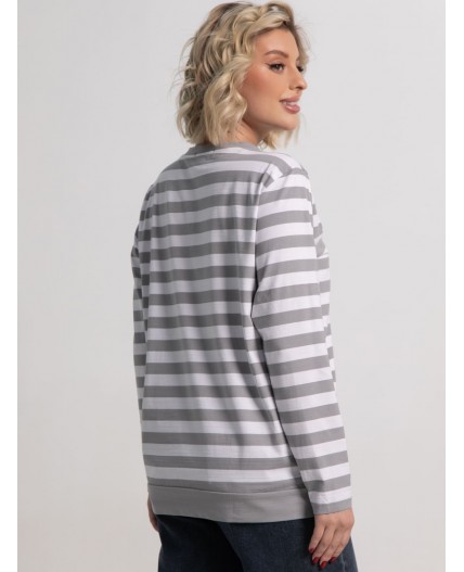 Блуза Журавлиная песня (бело-серая) Б15285-18М