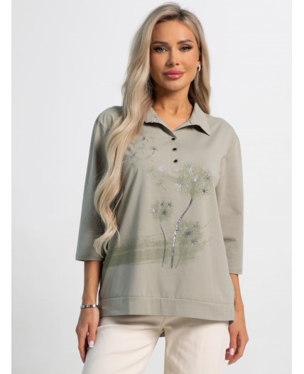 Блуза Сны луговых эльфов (оливковая) Б15309-18М