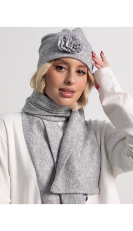 Комплект шапка и шарф (серый) КШШ01-50М
