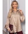 Рубашка атласная Все мысли о тебе (бежевая) Б15352-7М