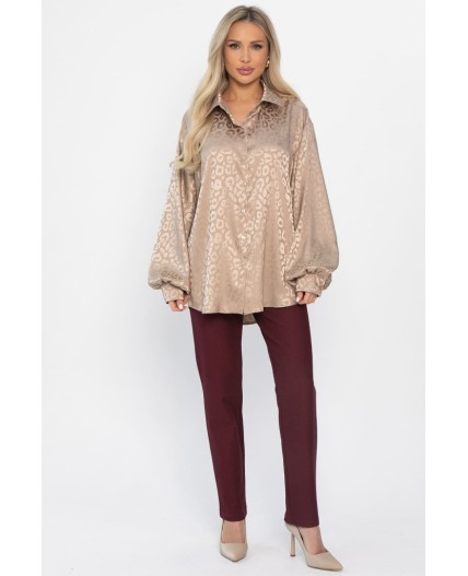 Рубашка атласная Все мысли о тебе (бежевая) Б15352-7М