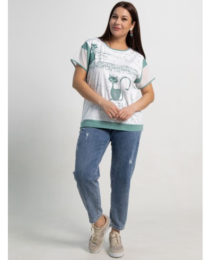 Блуза Алтея (белая/олива) Б15364-20М