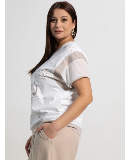 Блуза Алтея (белая/бежевый) Б15365-20М