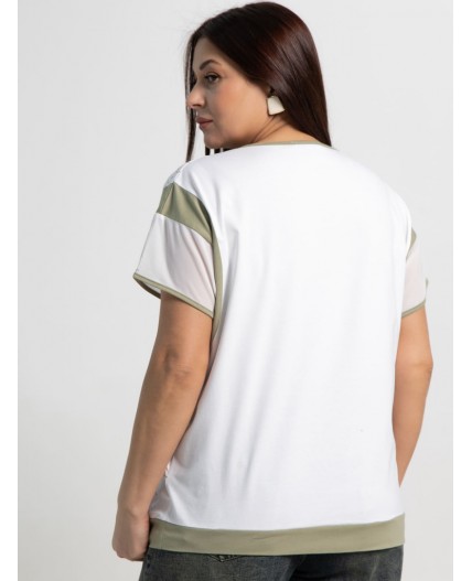 Блуза Алтея (белая/хаки) Б15366-20М