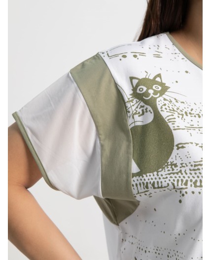 Блуза Алтея (белая/хаки) Б15366-20М