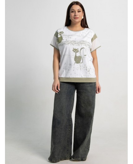 Блуза Алтея (белая/хаки) Б15366-20М