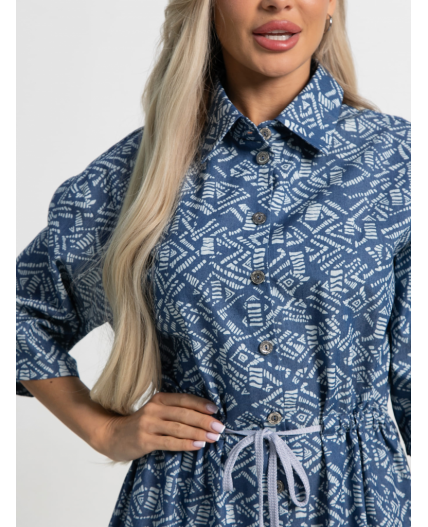 Платье хлопковое Стоун (синее) П15450-4М