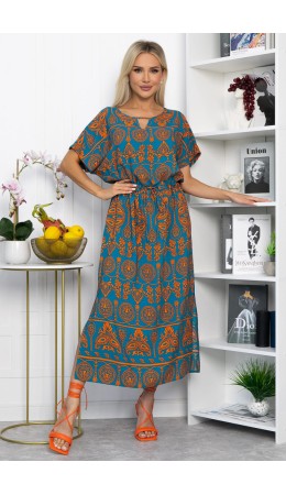 Платье Вистерия (лазурно-оранжевое) П15347-5М