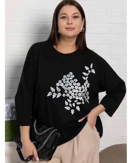 Блуза Ромашка (черная) Б15384-24М