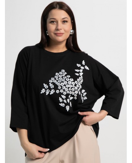 Блуза Ромашка (черная) Б15384-24М