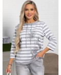 Блуза Весенняя нежность (бело-серая) Б15422-18М
