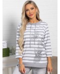 Блуза Весенняя нежность (бело-серая) Б15422-18М