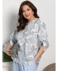 Блуза Блунди (бело-серая) Б15528-4М