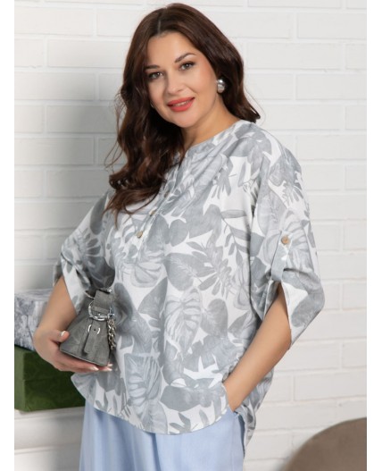 Блуза Блунди (бело-серая) Б15528-4М