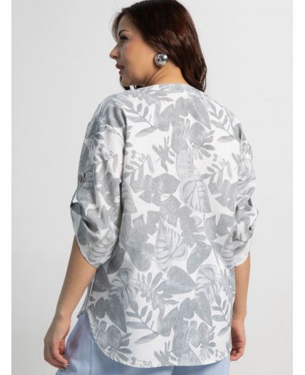 Блуза Блунди (бело-серая) Б15528-4М