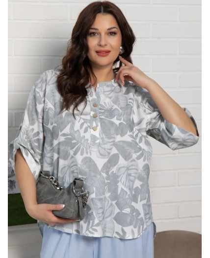 Блуза Блунди (бело-серая) Б15528-4М