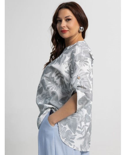 Блуза Блунди (бело-серая) Б15528-4М