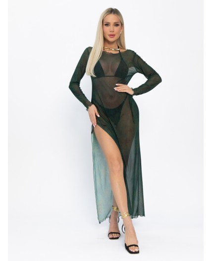 Платье пляжное длинное Ты и море (зеленое) П15291-1М