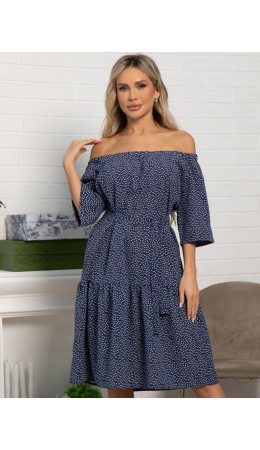 Платье с поясом Дафна (синее) П15523-8М