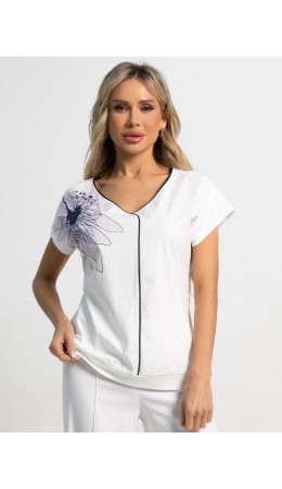 Блуза Капли росы (бело-розовая) Б15563-18М