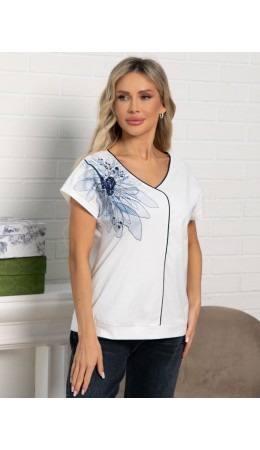 Блуза Капли росы (бело-голубая) Б15564-18М