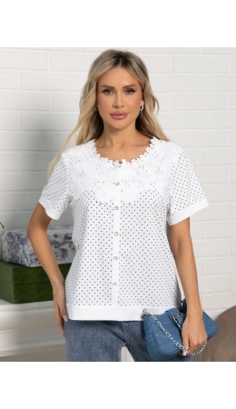 Блуза Вологодские кружева (белая) Б15565-18М