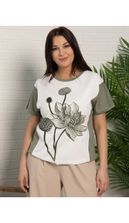 Блуза Нимфея (бело-зеленая) Б15610-18М