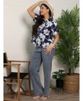Блуза Флорал (синяя) Б15655-20М