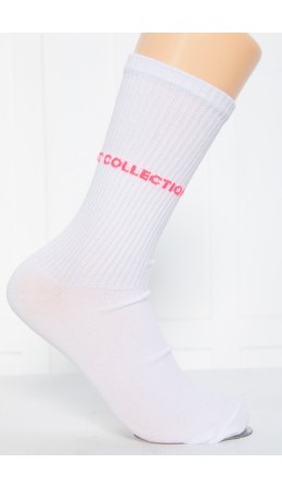 Носки LT Collection (белые/розовая надпись) Н04