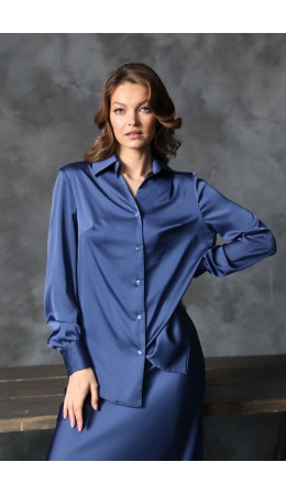 Блузка из шелка Тёмно-синий
