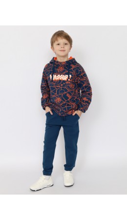 Костюм для мальчика (толстовка, брюки) Индиго-Оранжевый