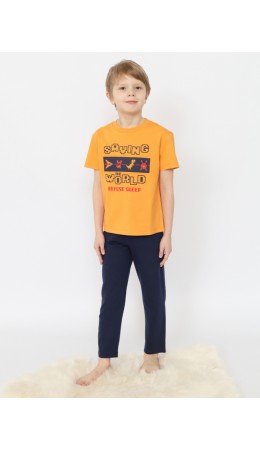 Пижама для мальчика (футболка, брюки) Охра