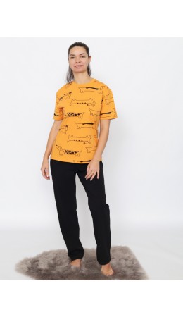 Пижама женская (футболка, брюки) Охра